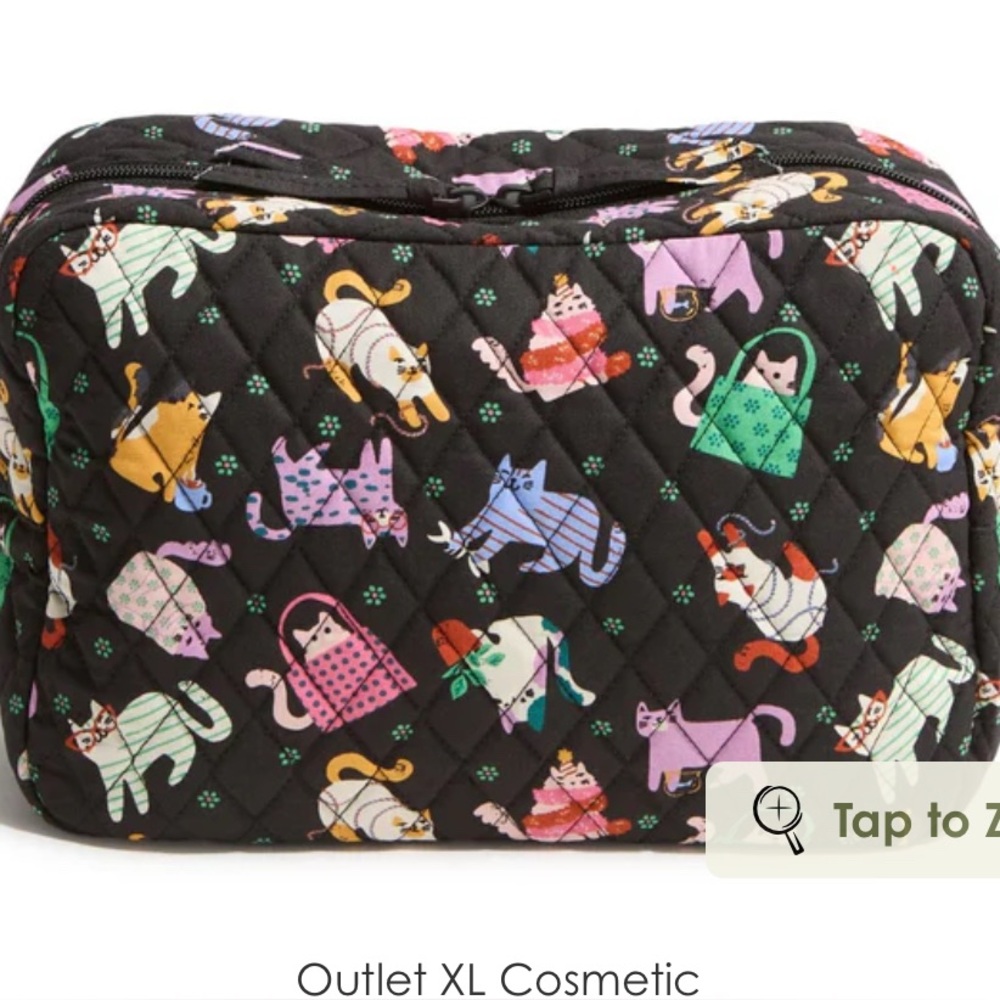 Vera Bradley Multicolor Cat Print Quilted Cosmetic Bag Herding Cats